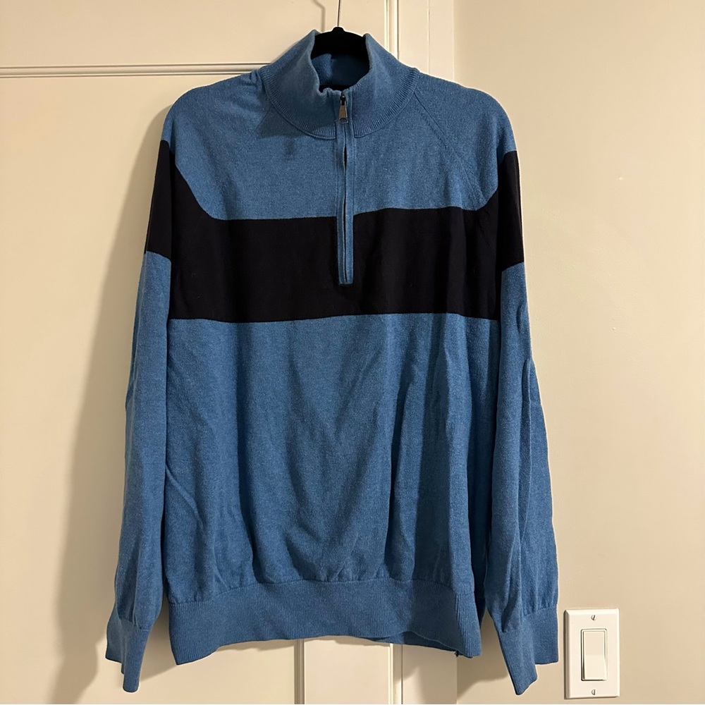 Mens Banana Republic blue quarter zip sweater size large